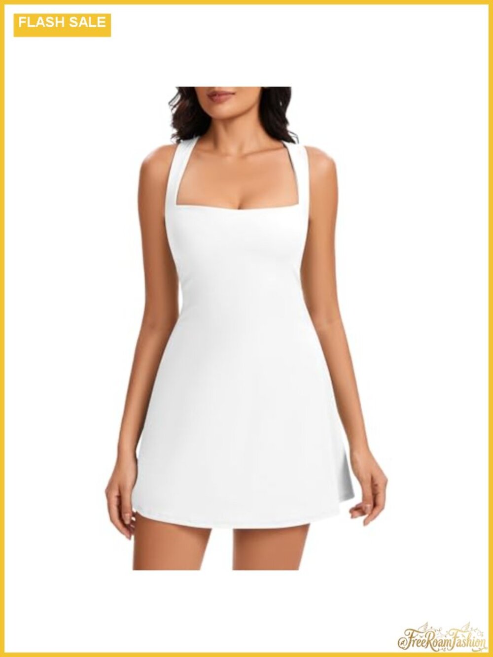 Women's Tennis Dress with Built-in Shorts & Pockets, Sleeveless Golf Athletic
